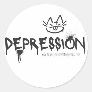 cat_spraypaint_Depression Runder Aufkleber