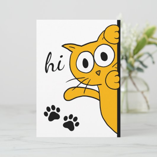 Cat Sprichwort Hi Hello Flat Karte (Stehend Vorderseite)