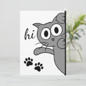 Cat Sprichwort Hi Hello Paw Print Graue Flachkarte Karte (Stehend Vorderseite)