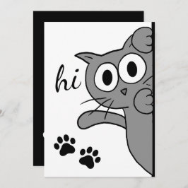 Cat Sprichwort Hi Hello Paw Print Graue Flachkarte Karte