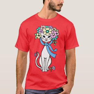 Cat Spring Summer Blume Springtime Sommerzeit Fl T-Shirt