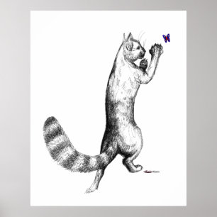 Cat Springing Poster