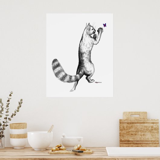 Cat Springing Poster (Küche)