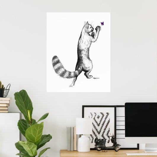 Cat Springing Poster (Heimbüro)
