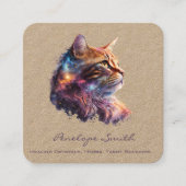Cat Square Business Card für Watercolor Ginger Quadratische Visitenkarte (Vorderseite)