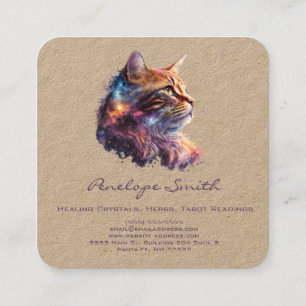 Cat Square Business Card für Watercolor Ginger Quadratische Visitenkarte
