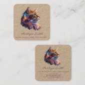 Cat Square Business Card für Watercolor Ginger Quadratische Visitenkarte (Vorne/Hinten)