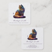 Cat Square Business Card Quadratische Visitenkarte (Vorne/Hinten)