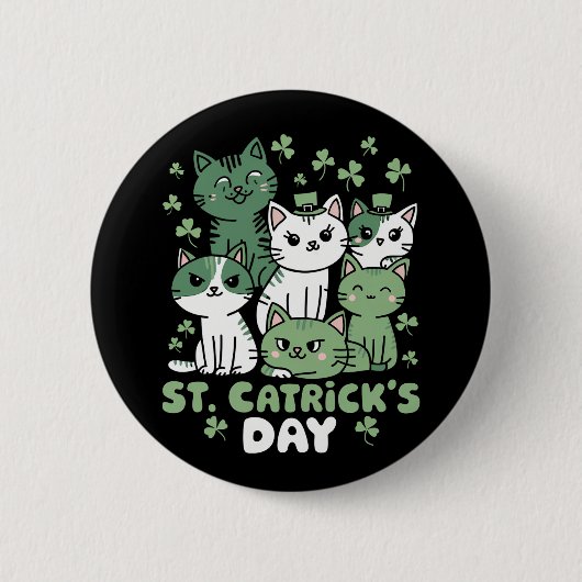 Cat St Patrick's Day Funny Catrick's Day Button (Vorderseite)