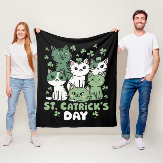 Cat St Patrick's Day Funny Catrick's Day Fleecedecke (Beispiel)