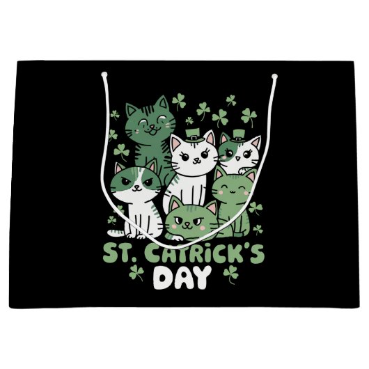 Cat St Patrick's Day Funny Catrick's Day Große Geschenktüte (Vorderseite)