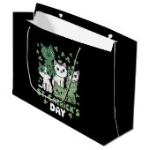 Cat St Patrick's Day Funny Catrick's Day Große Geschenktüte (Vorderseite Schrägansicht)