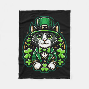 Cat St Patricks Day Kleeblatt Men Women Celebra Fleecedecke