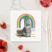 Cat St Patricks Day Leprechaun Kostüm Kleeblatt Gi Serviette (Beispiel)