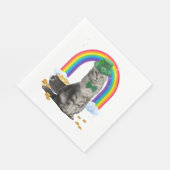Cat St Patricks Day Leprechaun Kostüm Kleeblatt Gi Serviette (Ecke)
