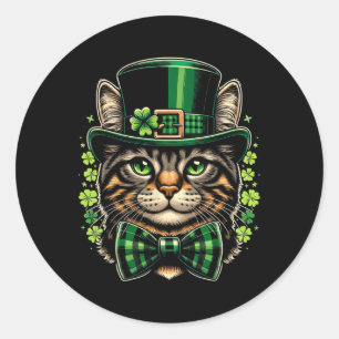 Cat St. Patrick's Day Männer Frauen Kinder Glückli Runder Aufkleber