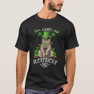 Cat St Pat's Paddy Patrick Day's Happy St Cat Tric T-Shirt