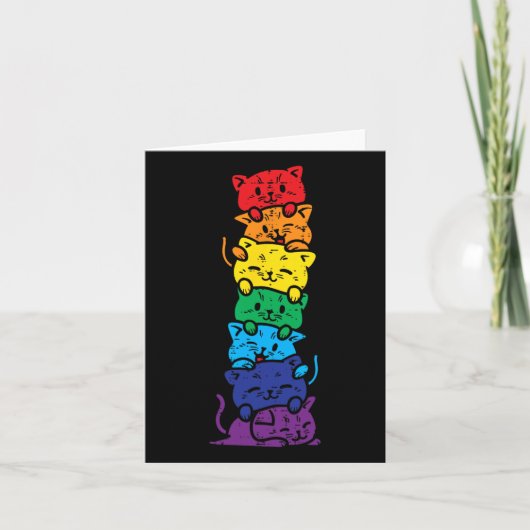 Cat Stack Rainbow Gay Pride Niedlich Lgbt Animal P Karte (Vorderseite)