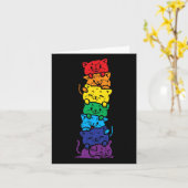 Cat Stack Rainbow Gay Pride Niedlich Lgbt Animal P Karte (Gelbe Blume)