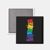 Cat Stack Rainbow Gay Pride Niedlich Lgbt Animal P Magnet (Vorderseite/Rückseite)