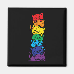 Cat Stack Rainbow Gay Pride Niedlich Lgbt Animal P Magnet
