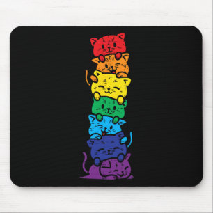 Cat Stack Rainbow Gay Pride Niedlich Lgbt Animal P Mousepad