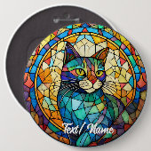 Cat Stain Glass Design Button (Vorne & Hinten)