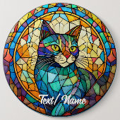 Cat Stain Glass Design Button (Vorderseite)
