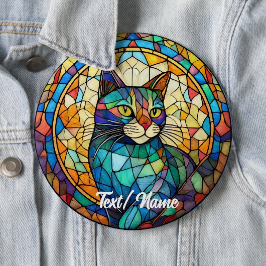 Cat Stain Glass Design Button (Beispiel)