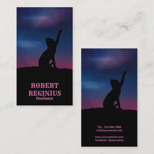 Cat Star Sky Visitenkarte (Vorne/Hinten)