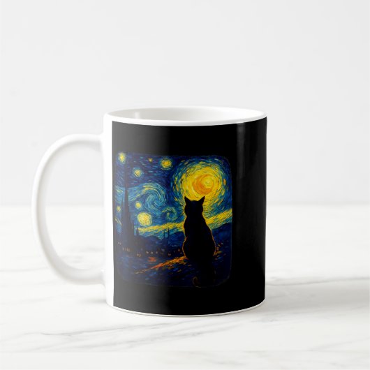 Cat Starry Funny Night Cat Lover Van Gogh Cat Mom Kaffeetasse (Links)