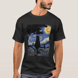 Cat Starry Night Cat Van Gogh Cat Cat Cat T-Shirt