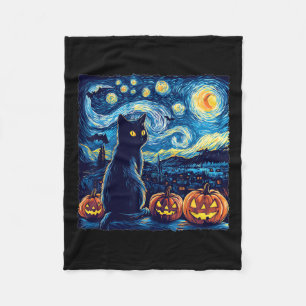 Cat Starry Night Van Gogh Cat for Cat Lover Cat Da Fleecedecke