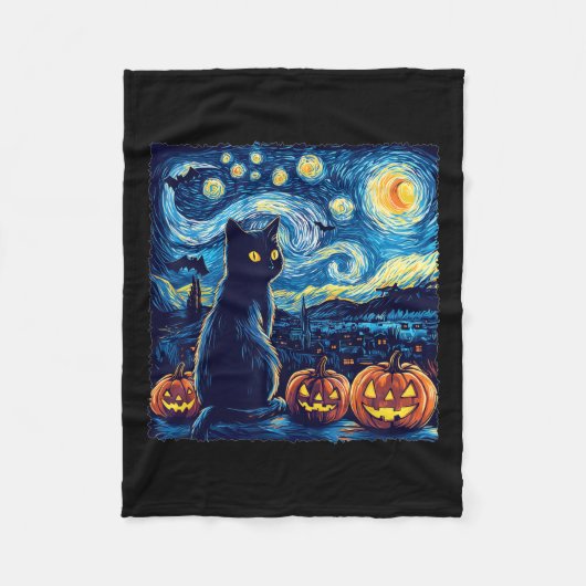 Cat Starry Night Van Gogh Cat for Cat Lover Cat Da Fleecedecke (Vorderseite)