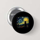 Cat Starry Night Van Gogh Cat for Cat Lover Cat Mo Button (Vorne & Hinten)