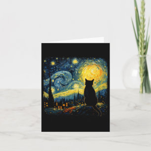 Cat Starry Night Van Gogh Cat for Cat Lover Cat Mo Karte