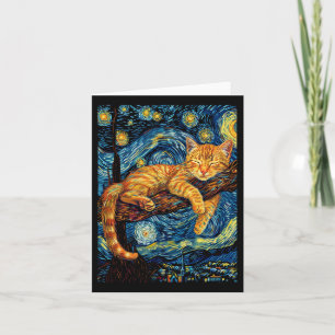 Cat Starry Night Van Gogh Cat for Cat Lover Cat Mo Karte