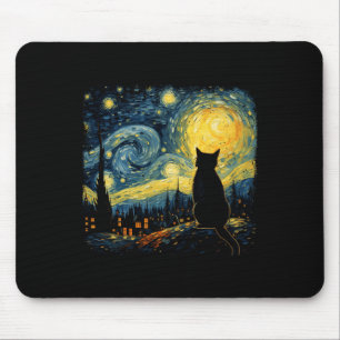 Cat Starry Night Van Gogh Cat for Cat Lover Cat Mo Mousepad