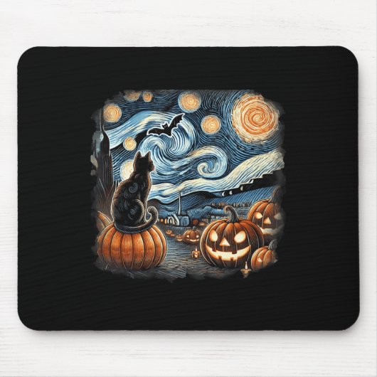 Cat Starry Night Van Gogh Cat for Cat Lover Cat Mo Mousepad (Vorne)