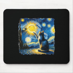Cat Starry Night Van Gogh Cat for Cat Lover Cat Mo Mousepad