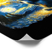 Cat Starry Night Van Gogh Cat for Cat Lover Cat Mo Poster (Ecke)