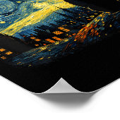 Cat Starry Night Van Gogh Cat for Cat Lover Cat Mo Poster (Ecke)