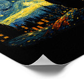 Cat Starry Night Van Gogh Cat for Cat Lover Cat Mo Poster (Ecke)