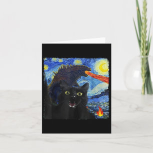 Cat Starry Night Van Gogh Cat for Cat Lover Karte
