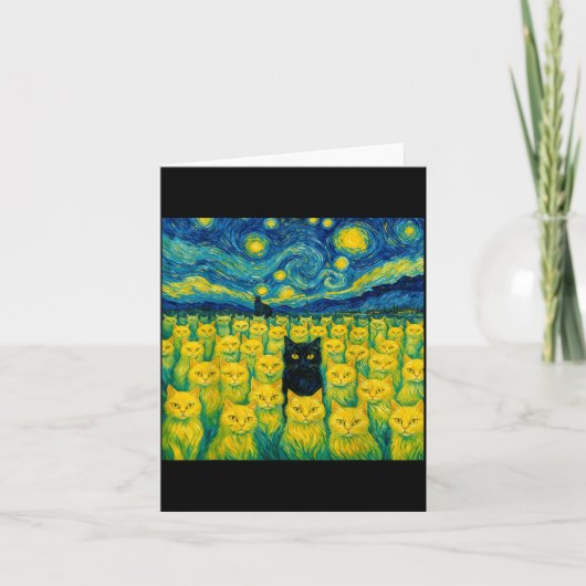 Cat Starry Night Van Gogh Cat For Cat Lover Karte (Vorderseite)
