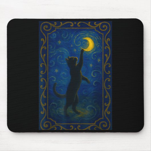 Cat Starry Night Van Gogh Cat Funny Cat Lover Mom  Mousepad (Vorne)