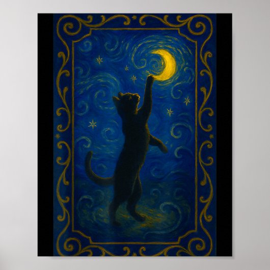 Cat Starry Night Van Gogh Cat Funny Cat Lover Mom Poster (Vorne)