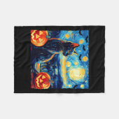 Cat Starry Night Van Gogh Cat Lover Bats Pumpkins Fleecedecke (Vorderseite (Horizontal))