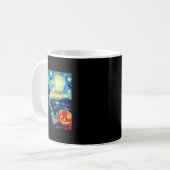 Cat Starry Night Van Gogh Cat Lover Bats Pumpkins Kaffeetasse (Vorderseite Links)