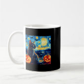 Cat Starry Night Van Gogh Cat Lover Bats Pumpkins Kaffeetasse (Links)